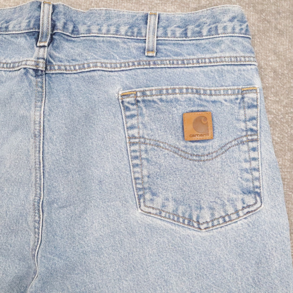 Vintage Carhartt Straight Traditional Fit 38x30 Light Wash Blue Denim Jeans - Picture 16 of 16